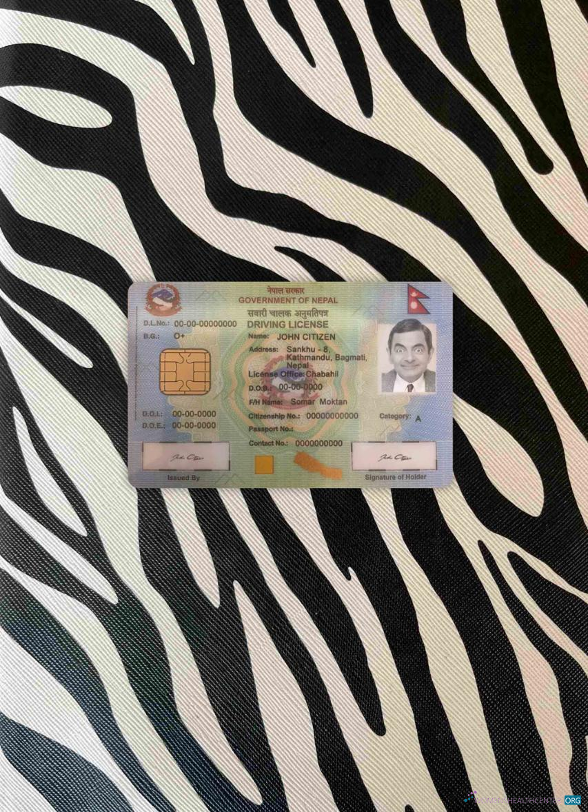 Download Nepal driving license version 2 photolook FRONT Photoshop template